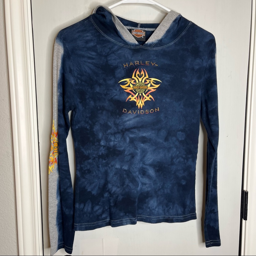 HD Harley Davidson Ladies L Flame Long Sleeve Y2K